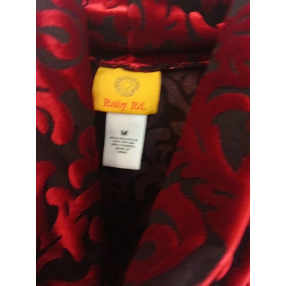 Women's Ruby Rd. Red/Black Velvet Soft Cowl Neck Elegant Blouse Size Medium - Picture 4 of 7